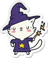 sticker of a cartoon cat wizard vector