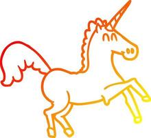 warm gradient line drawing cartoon unicorn vector