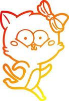 warm gradient line drawing cartoon cat vector