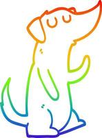 rainbow gradient line drawing cartoon dog vector