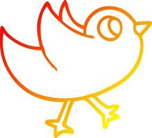 warm gradient line drawing cartoon bird flapping wings vector