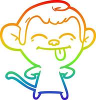 rainbow gradient line drawing funny cartoon monkey vector