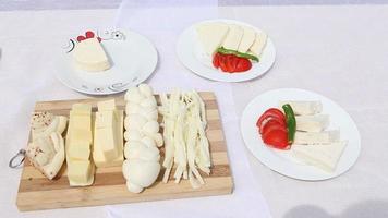 Types of cheese. Presentation plate consisting of different types of cheese. video