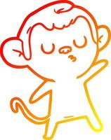 warm gradient line drawing cartoon monkey vector