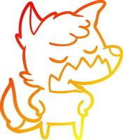 warm gradient line drawing friendly cartoon fox vector