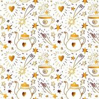 Seamless pattern with golden magic elements. Gold pattern of various celestial figures and shapes vector