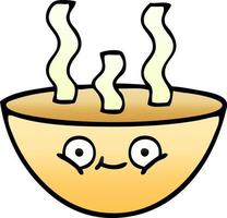 gradient shaded cartoon bowl of hot soup vector