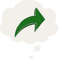 cartoon pointing arrow and thought bubble in retro style vector