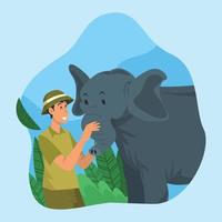 personaje mahout cuidador de elefantes vector