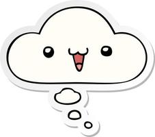 cute happy face cartoon and thought bubble as a printed sticker vector