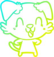 cold gradient line drawing laughing cartoon dog vector