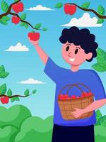 Apple Picking on Fall Activity vector