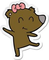 sticker of a female bear cartoon vector