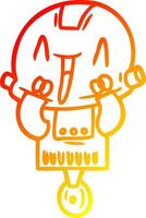 warm gradient line drawing cartoon robot vector