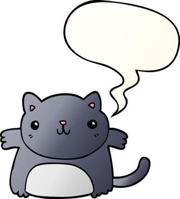 cartoon cat and speech bubble in smooth gradient style