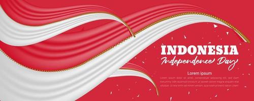 Indonesia independence day background with 3d flag-waving design vector