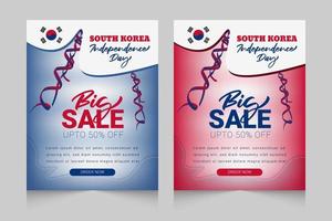 South Korea independence day celebration big sale flyer with colorful ribbon design
