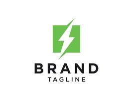 logotipo de electricidad. icono de flash de rayo verde con marco de línea circular aislado sobre fondo blanco. Uso para logotipos de negocios y tecnología. elemento de plantilla de diseño de logotipo de vector plano.