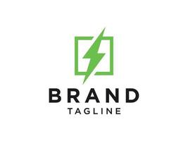 logotipo de electricidad. icono de flash de rayo verde con marco de línea circular aislado sobre fondo blanco. Uso para logotipos de negocios y tecnología. elemento de plantilla de diseño de logotipo de vector plano.