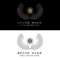 abstract curly shapes logo and rounded in gold vector