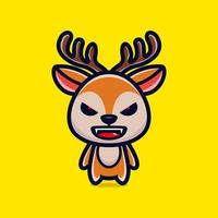 Evil deer mascot cartoon character design premium vector