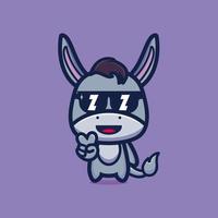 Cute cool style donkey wearing glasses vector