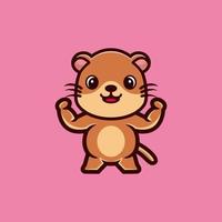 Cute otter cartoon character premium vector