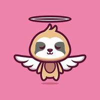 Cute sloth angel cartoon character design premium vector