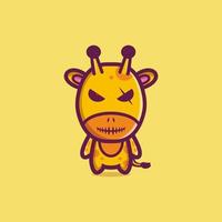Evil giraffe mascot cartoon character design premium vector