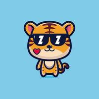 Cute cool style tiger wearing glasses vector