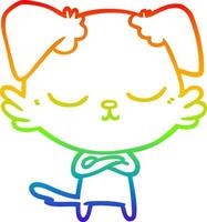 rainbow gradient line drawing cute cartoon dog vector