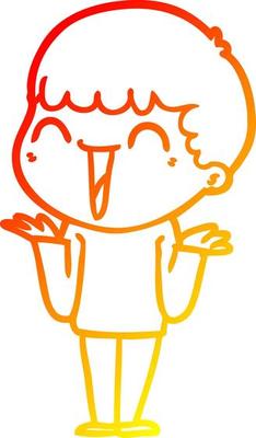 warm gradient line drawing cartoon happy man