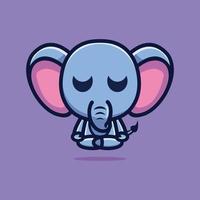 Cute elephant do meditation premium vector