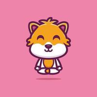 Cute hamster do meditation premium vector