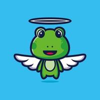 Cute frog angel cartoon character design premium vector