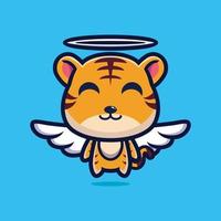 Cute tiger angel cartoon character design premium vector