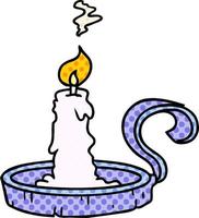 cartoon doodle of a candle holder and lit candle vector