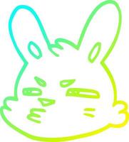 cold gradient line drawing cartoon moody rabbit vector