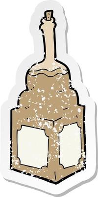 retro distressed sticker of a cartoon old whisky bottle