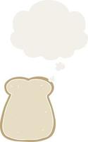 cartoon slice of bread and thought bubble in retro style vector