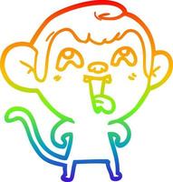 arco iris gradiente línea dibujo loco dibujos animados mono vector