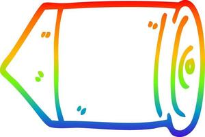 rainbow gradient line drawing cartoon bullet vector