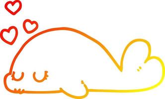 warm gradient line drawing cute cartoon dolphin vector