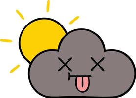 cute cartoon storm cloud and sun vector