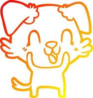 warm gradient line drawing laughing cartoon dog vector