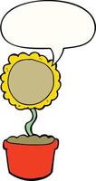 cute cartoon flower and speech bubble vector