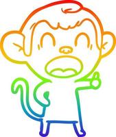 rainbow gradient line drawing yawning cartoon monkey vector