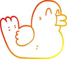 warm gradient line drawing cartoon happy duck vector