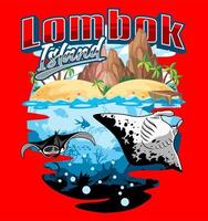 lombok island and underwater life vector