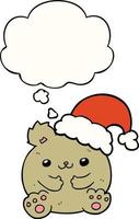 cute cartoon christmas bear and thought bubble vector